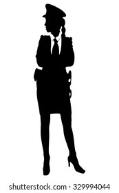 policeman posing with arms crossed against white background