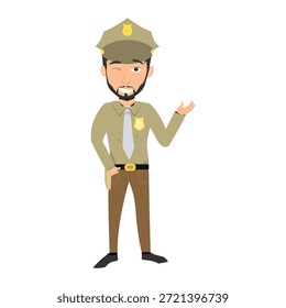 Policeman presenting or pointing to the side vector illustration