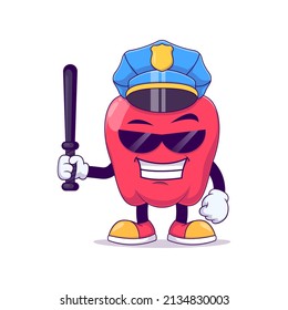 Diseño de ilustración vectorial del personaje de la mascota del pimiento rojo del policía