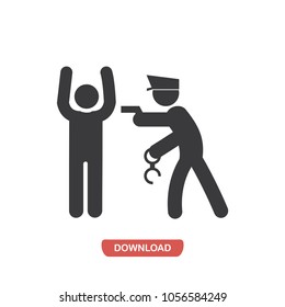 Policeman with robber vector icon 