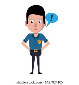 policeman screaming with speech bubble avatar cartoon character vector illustration graphic design