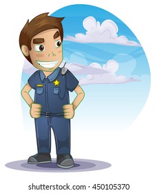 policeman with separated layers for game and animation, game design asset