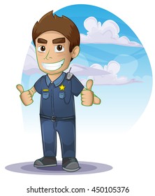 policeman with separated layers for game and animation, game design asset
