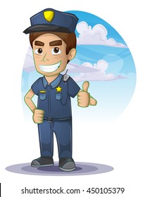 policeman with separated layers for game and animation, game design asset