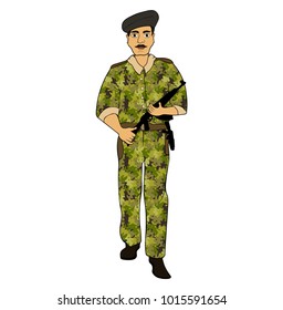 policeman in the service of the state with a gun.  vector illustration