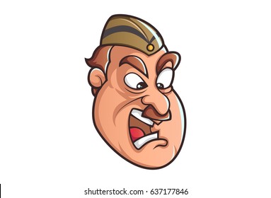 Policeman Shocked. Vector Illustration. Isolated on white background.