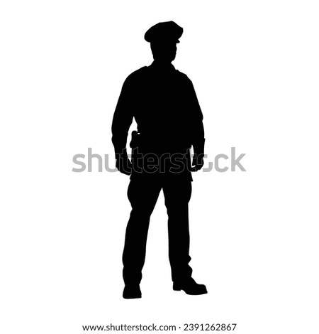 Policeman Silhouette on White Background