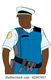 policeman silhouette - vector illustration