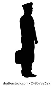 Policeman silhouette vector on white background, officer.