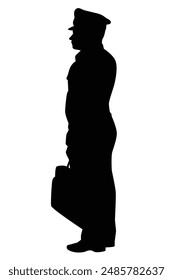 Policeman silhouette vector on white background, officer.