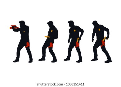 policeman silhouettes in set