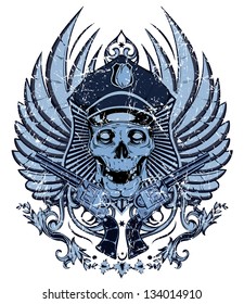 Policeman skull / Also available in separate layer the original vector without scratch