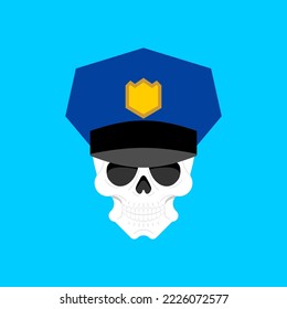 Policeman skull. Police head skeleton.