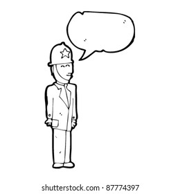 caricatura de un policía con burbuja de habla