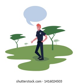 policeman speech bubble in the park