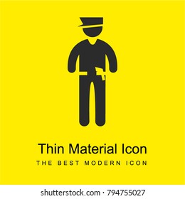 Policeman Standing Up bright yellow material minimal icon or logo design