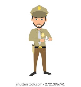 Policeman standing in uniform front view vector illustration