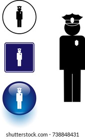 policeman symbol sign and button