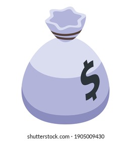 Policeman take money bag icon. Isometric of policeman take money bag vector icon for web design isolated on white background