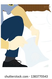 Policeman taking evidence snowball fight vector