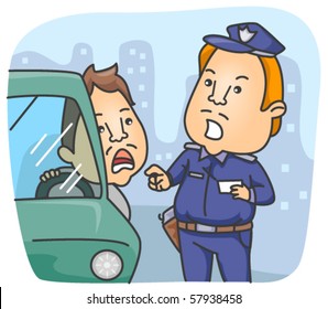 Policeman talking to driver - Vector