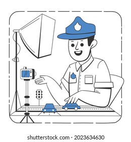 policeman talks about the rules of the road on camera