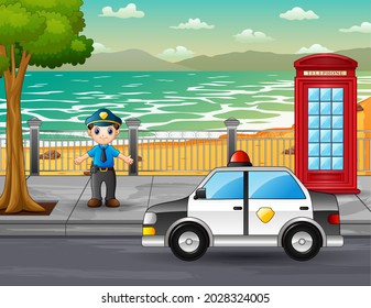 A policeman tasked with controlling traffic on the road