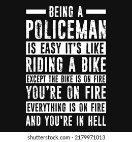 Policeman typography t-shirt designs vector illustration 