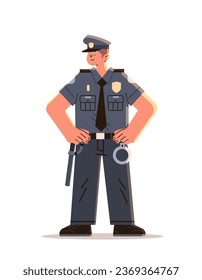 policeman in unifor police officer man cop portrait happy labor day celebration concept vertical full length