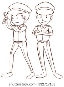 Policeman in uniform with firegun illustration
