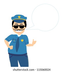 policeman in uniform and goggles vector illustration isolated on white background