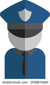Policeman in uniform, illustration, vector on white background.