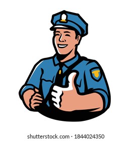 Policeman in uniform. Law and order symbol vector illustration