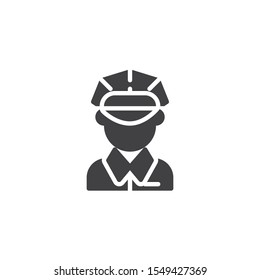 Policeman uniform vector icon. filled flat sign for mobile concept and web design. Police officer glyph icon. Symbol, logo illustration. Vector graphics