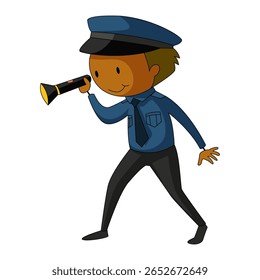 Policeman using megaphone vector illustration