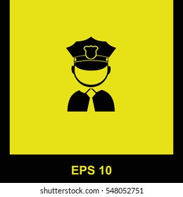 Policeman vector black icon. Isolated illustration. Business picture.