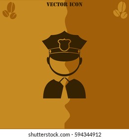 Policeman vector  icon. Coffee symbol background.