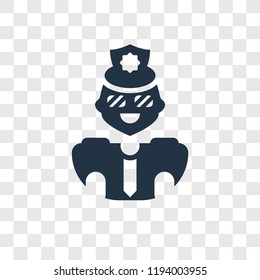 Policeman vector icon isolated on transparent background, Policeman transparency logo concept