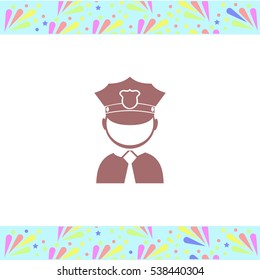 Policeman vector icon on white background. Isolated illustration. Business picture.