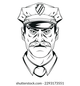 Policeman. Vector illustration of a sketch professional officer male. Traffic policeman job