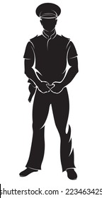 Policeman. Vector silhouette, isolated on white.