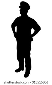 Policeman. Vector silhouette, isolated on white