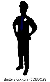 Policeman. Vector silhouette, isolated on white
