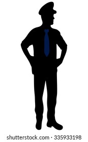 Policeman. Vector silhouette, isolated on white