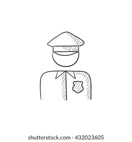 Policeman vector sketch icon isolated on background. Hand drawn Policeman icon. Policeman sketch icon for infographic, website or app.