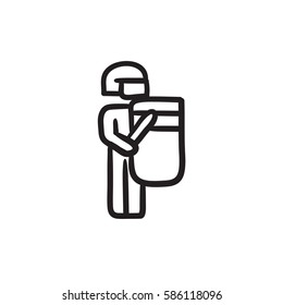 Icono de dibujo vectorial de los policías aislado en segundo plano. Dibujó mano un icono de policía. Icono de boceto policial para infografía, sitio web o aplicación.