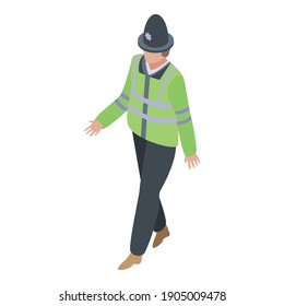 Policeman walking icon. Isometric of policeman walking vector icon for web design isolated on white background