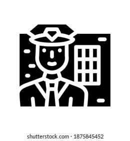 policeman worker glyph icon vector. policeman worker sign. isolated contour symbol black illustration