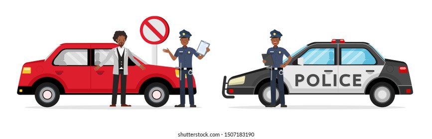 Policeman working character vector design.