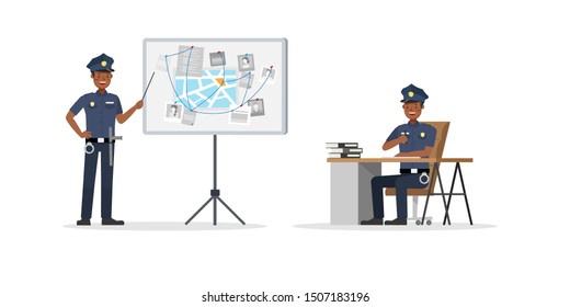 Policeman working character vector design.